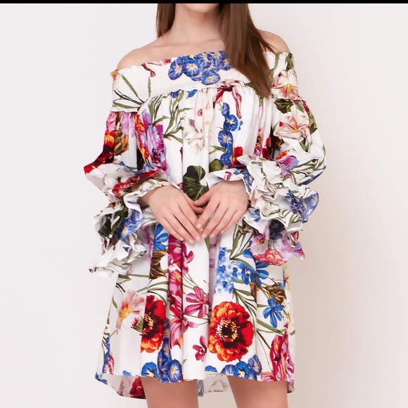 Gracia Handsmocked Aqua Floral Set